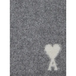 Scarf in alpaca and wool with gray AMI de Coeur jacquard unisex