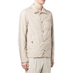 Beige Polyamide Full-Length Jacket