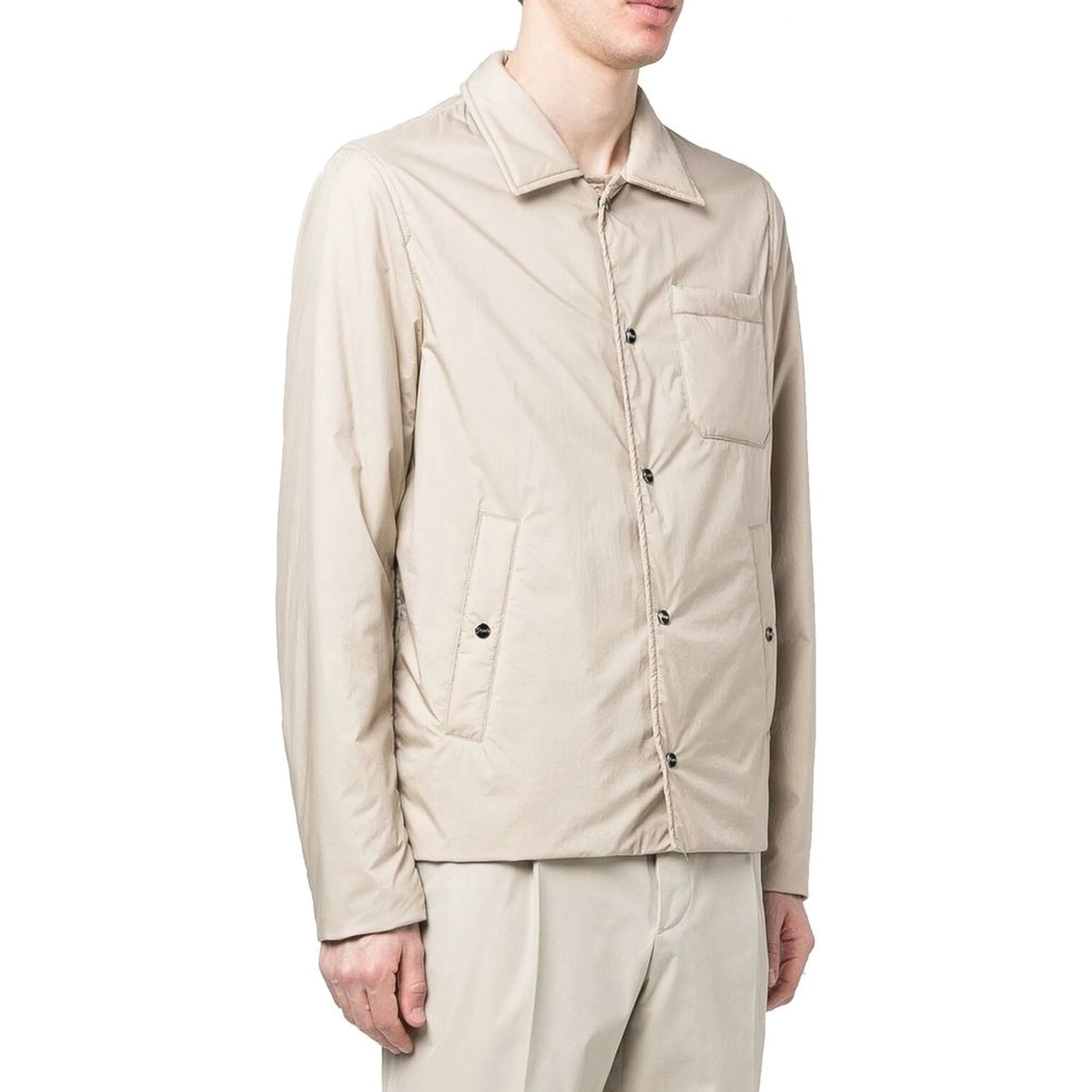 Beige Polyamide Full-Length Jacket