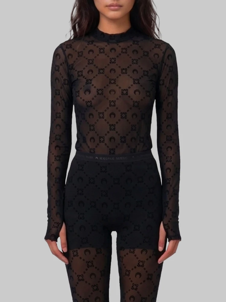 Monogram mesh flock second skin top