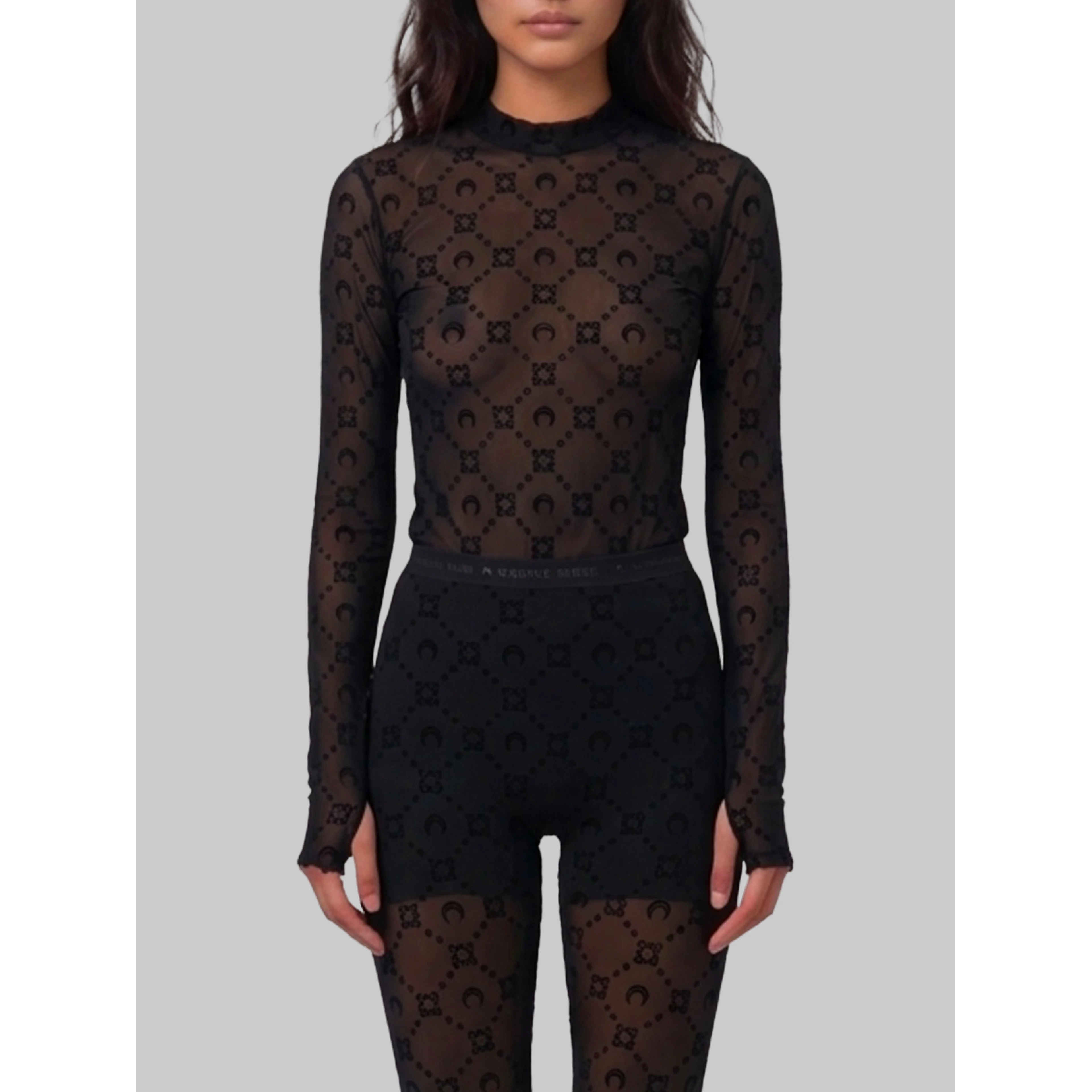 Monogram mesh flock second skin top