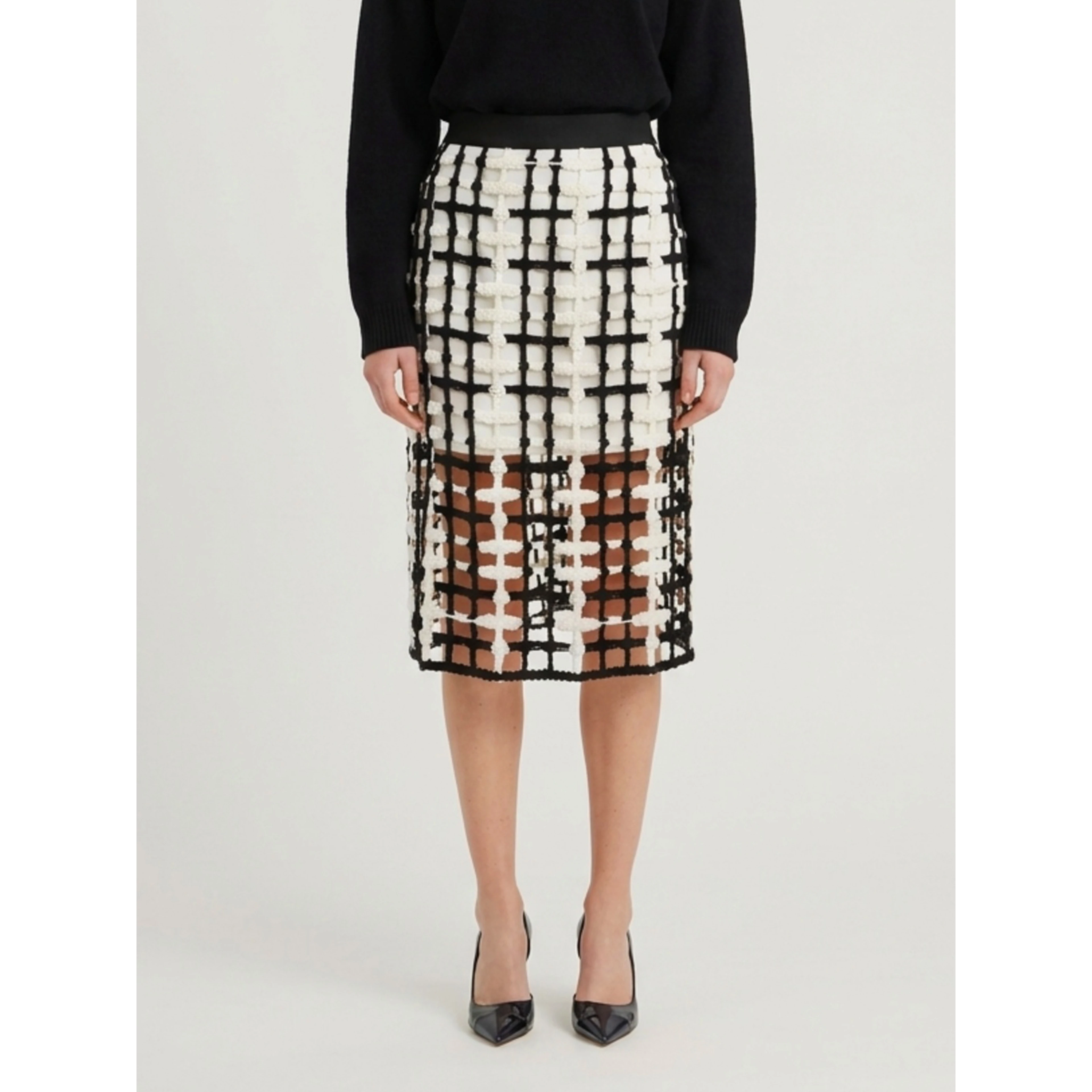 Black  mesh midi skirt