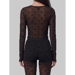 Monogram mesh flock second skin top