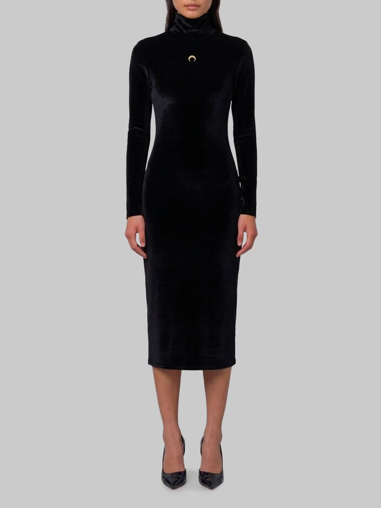 Moon logo velvet fleece midi dress
