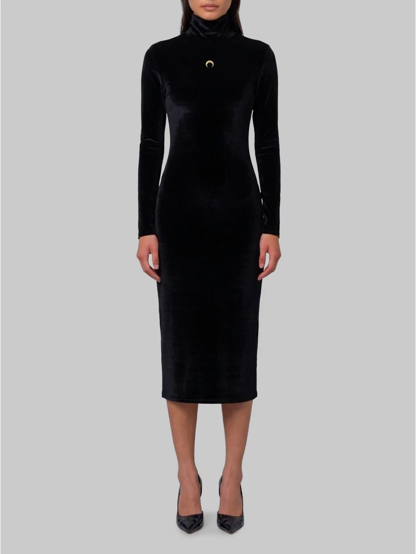 Moon logo velvet fleece midi dress