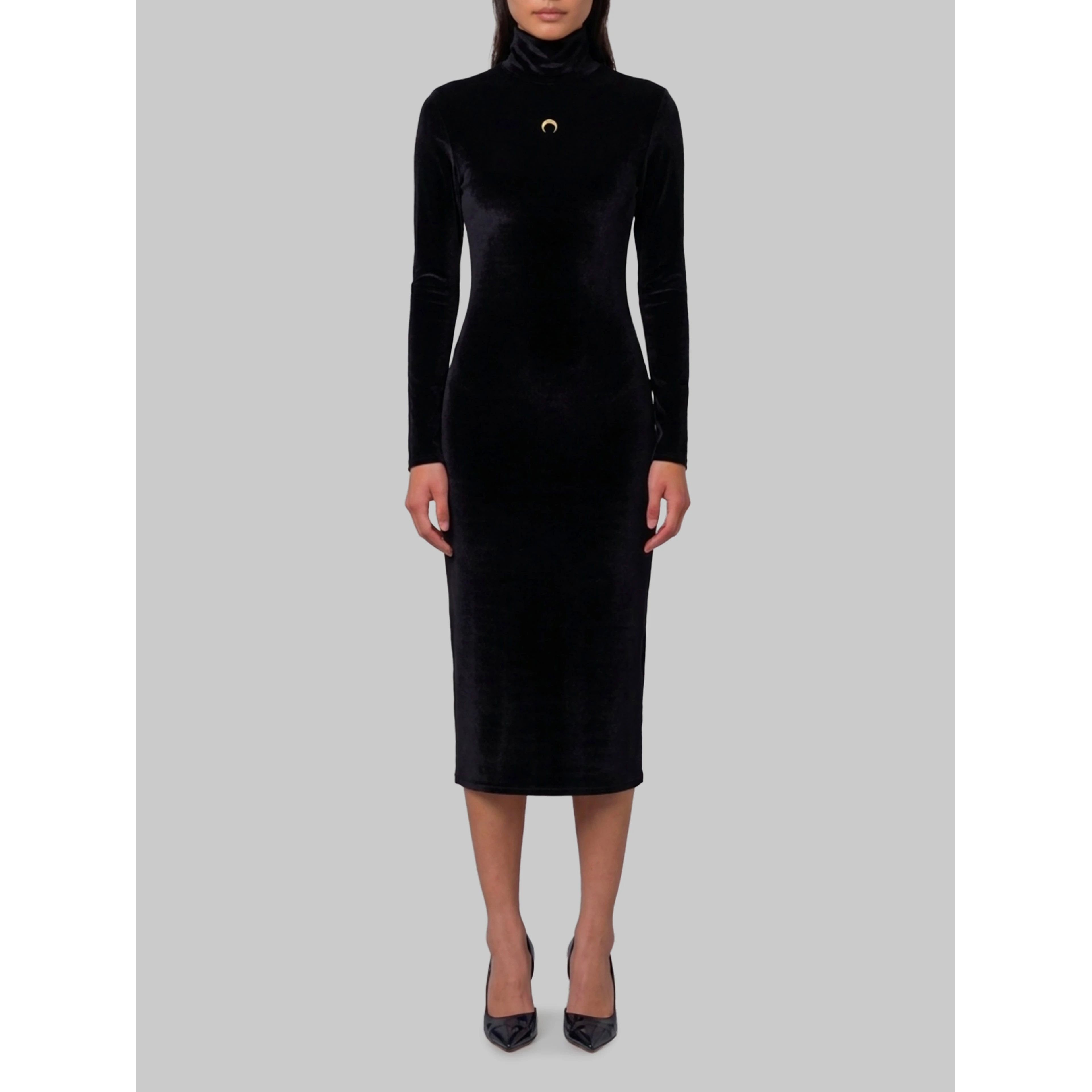 Moon logo velvet fleece midi dress
