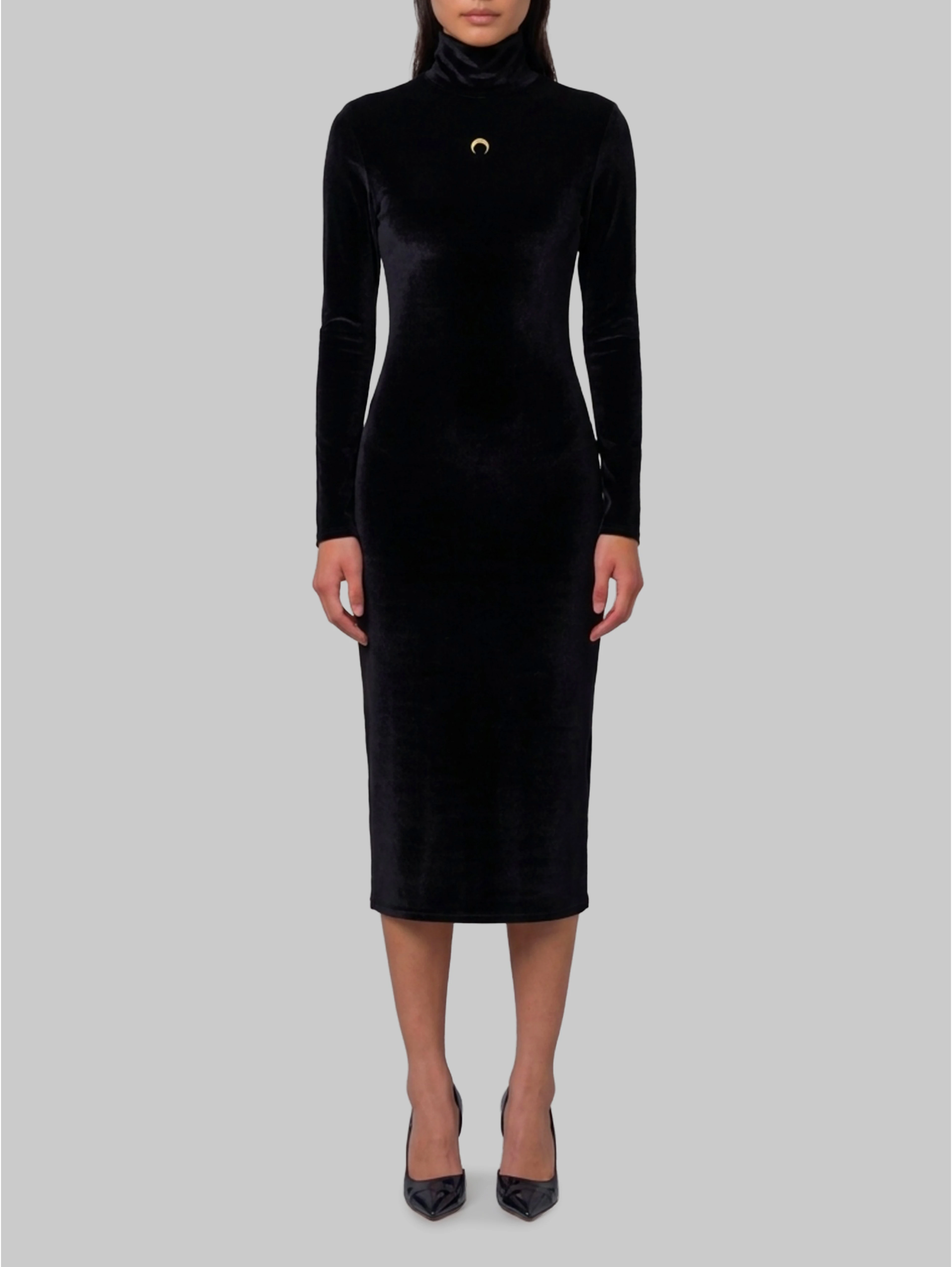 Moon logo velvet fleece midi dress