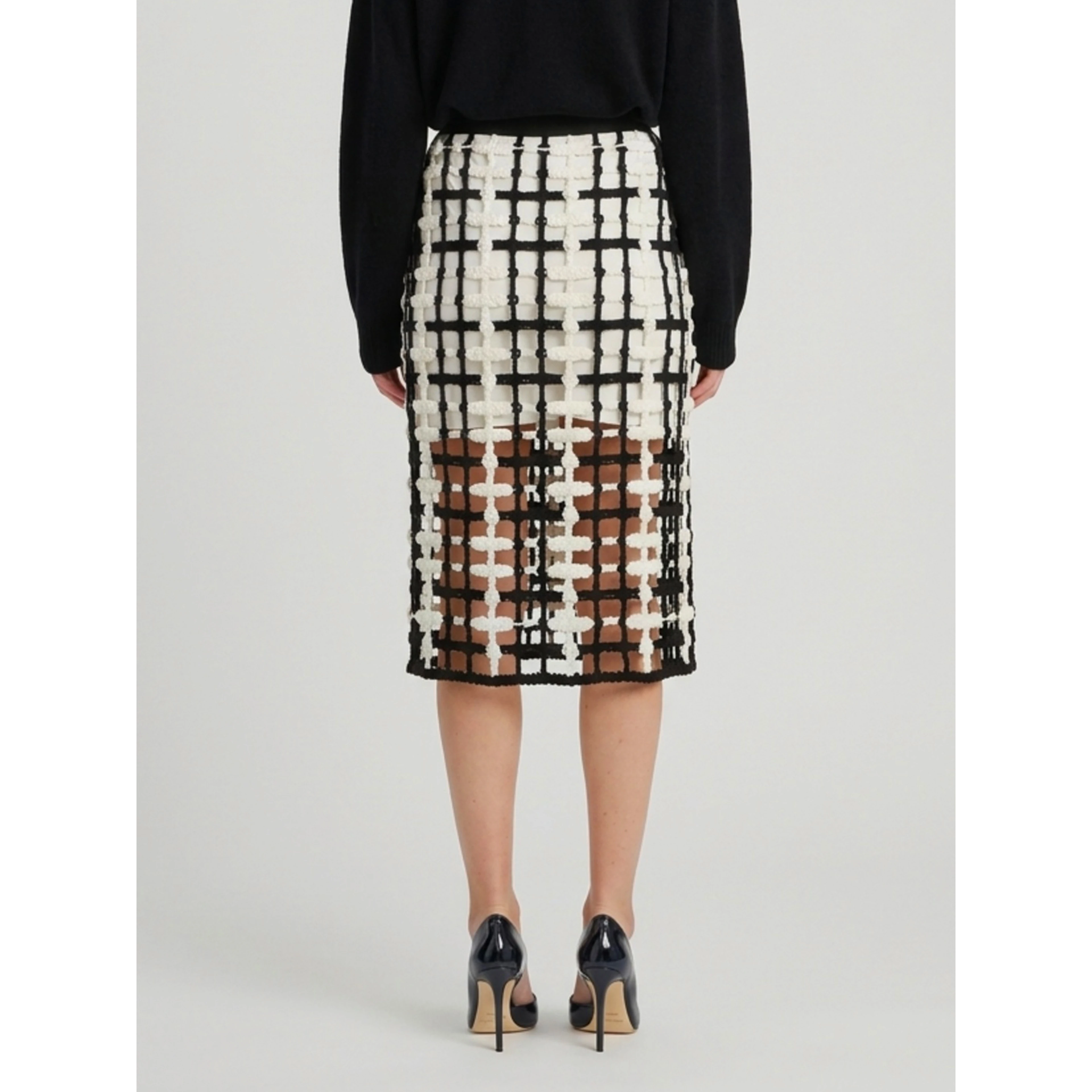 Black  mesh midi skirt