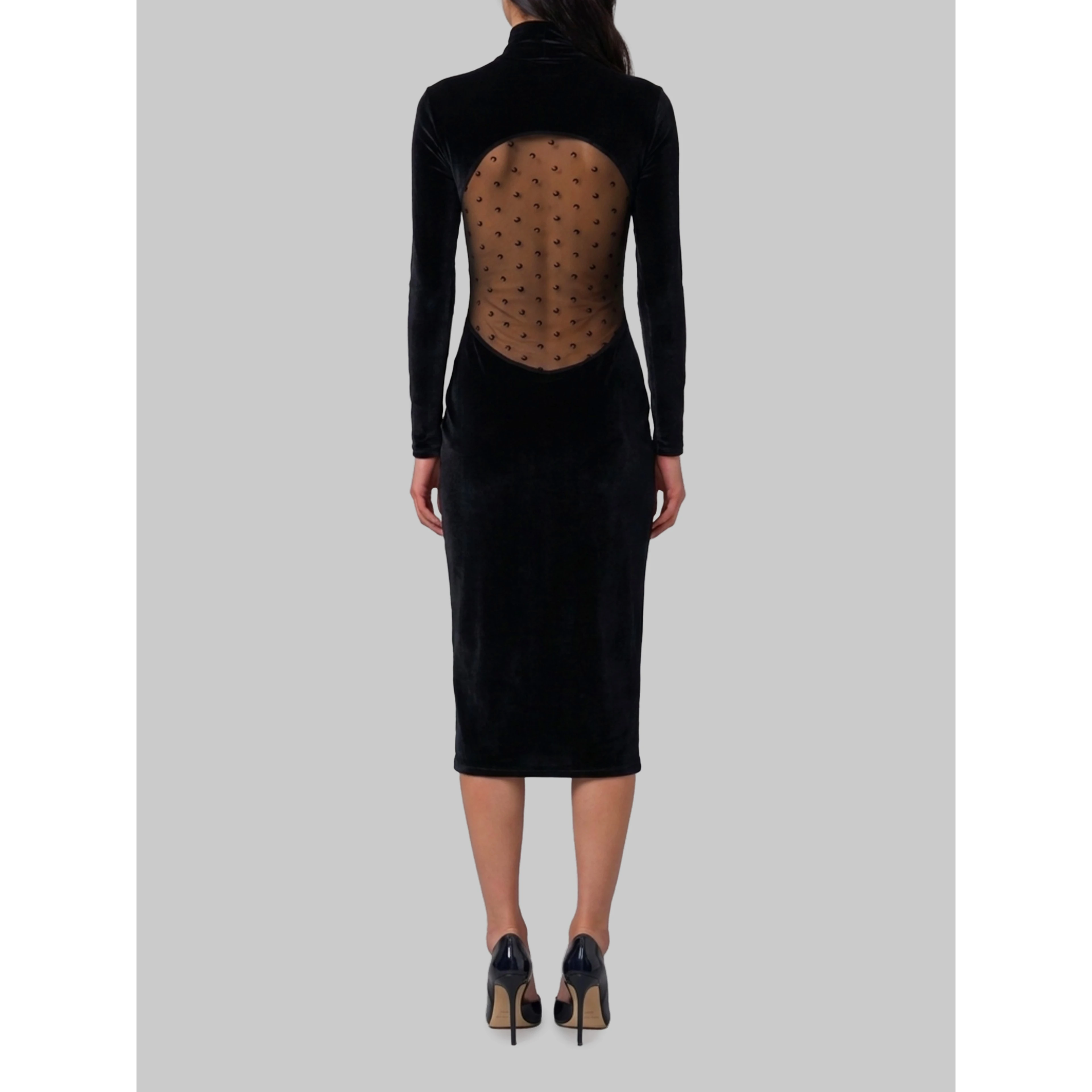 Moon logo velvet fleece midi dress