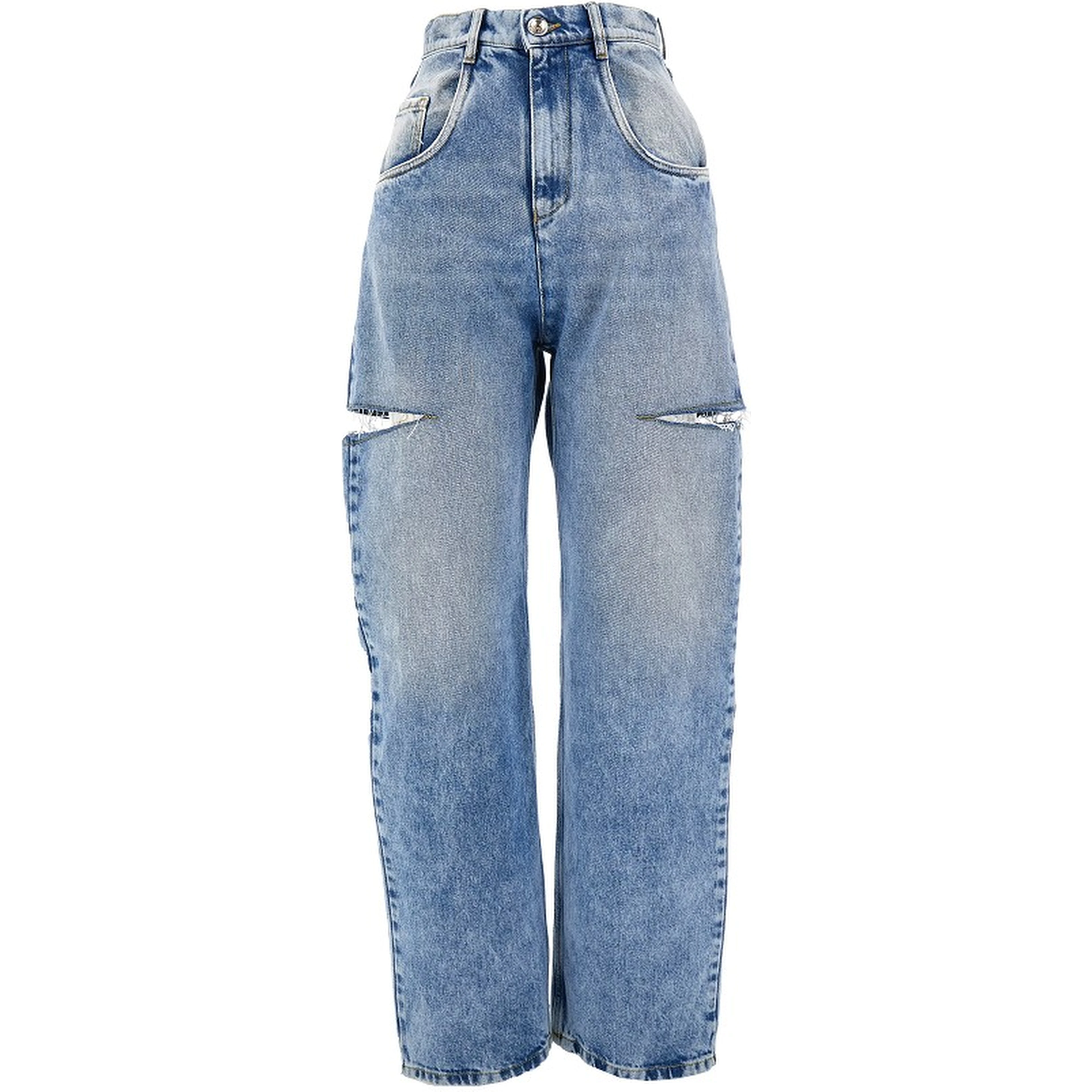 High-rise jeans with side rips