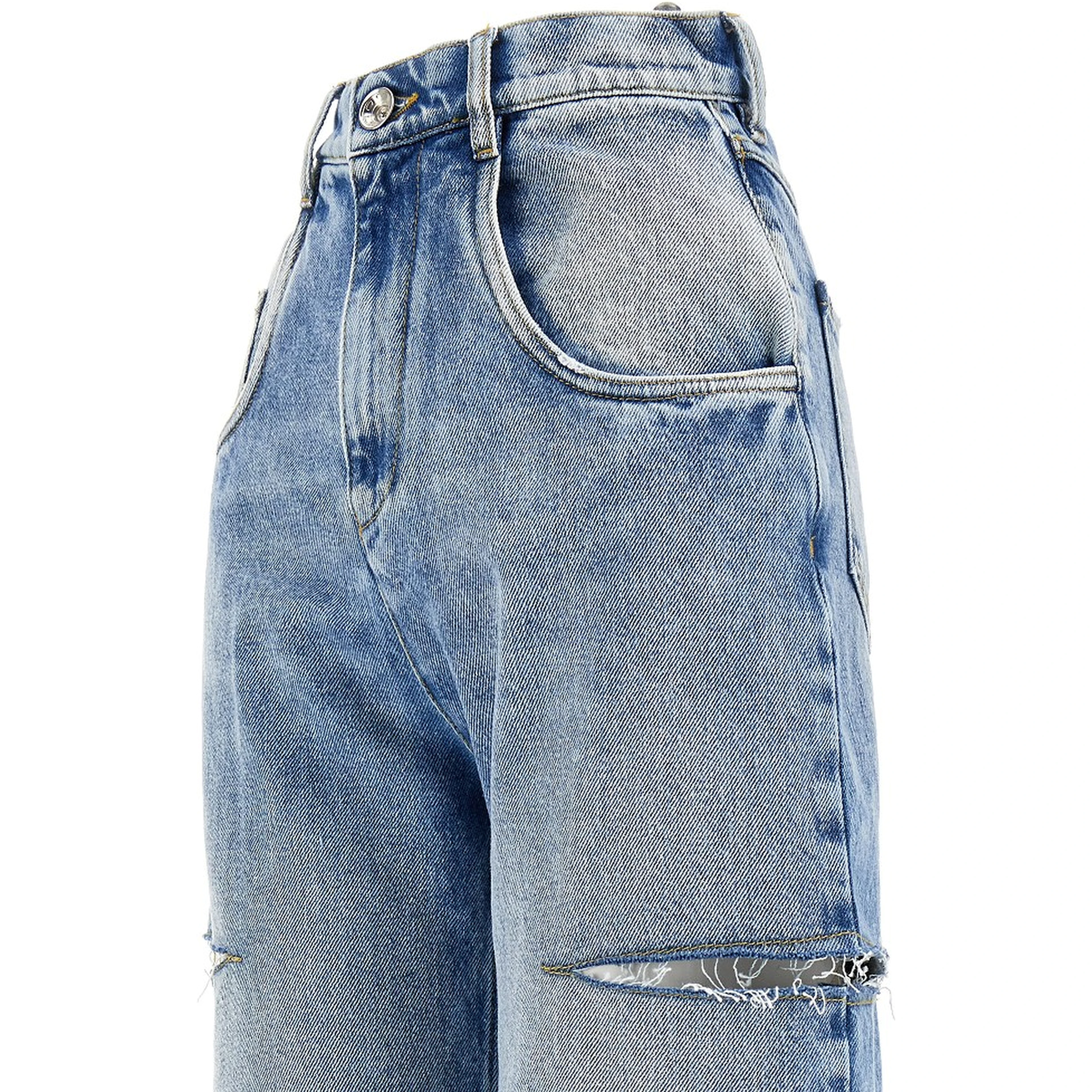 High-rise jeans with side rips