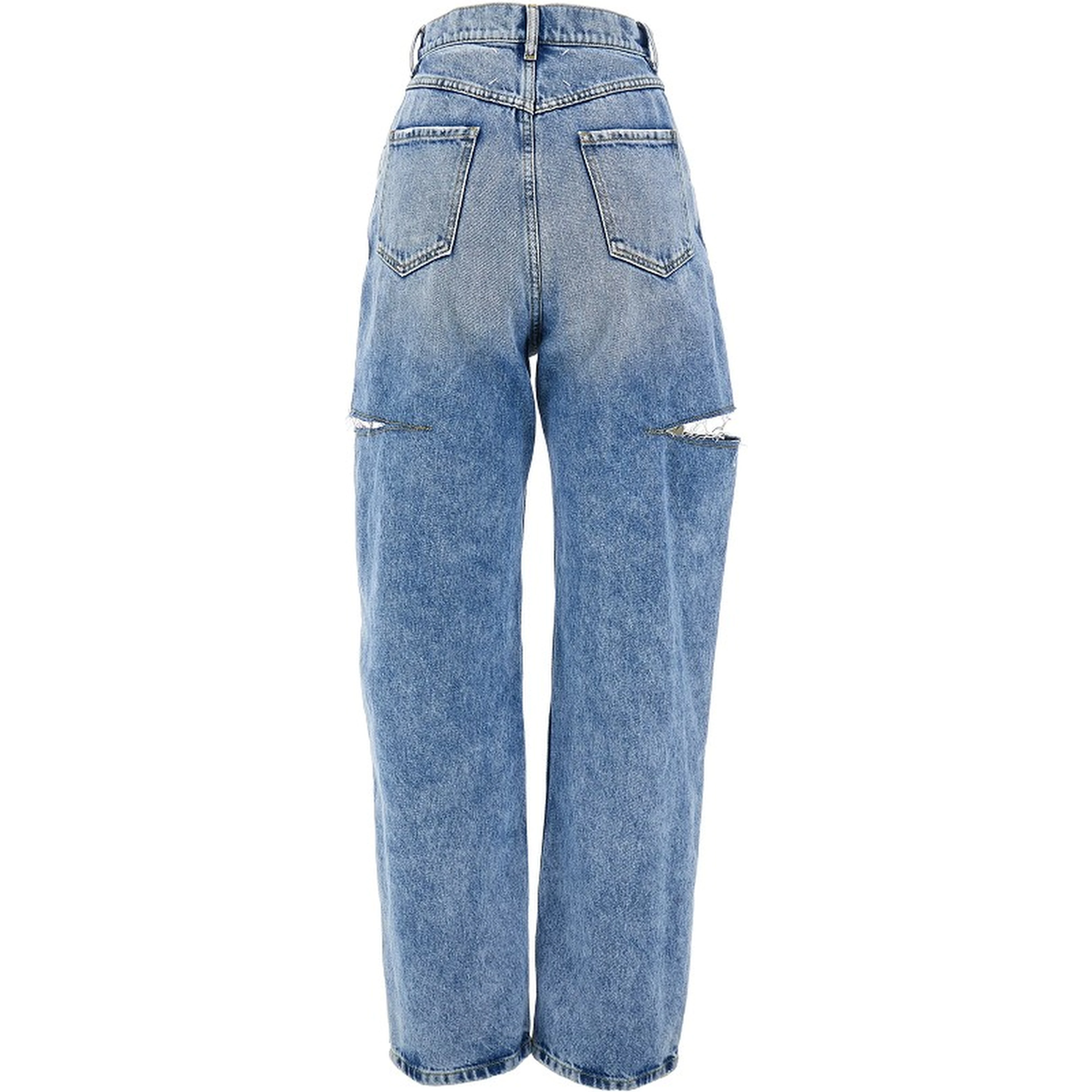 High-rise jeans with side rips
