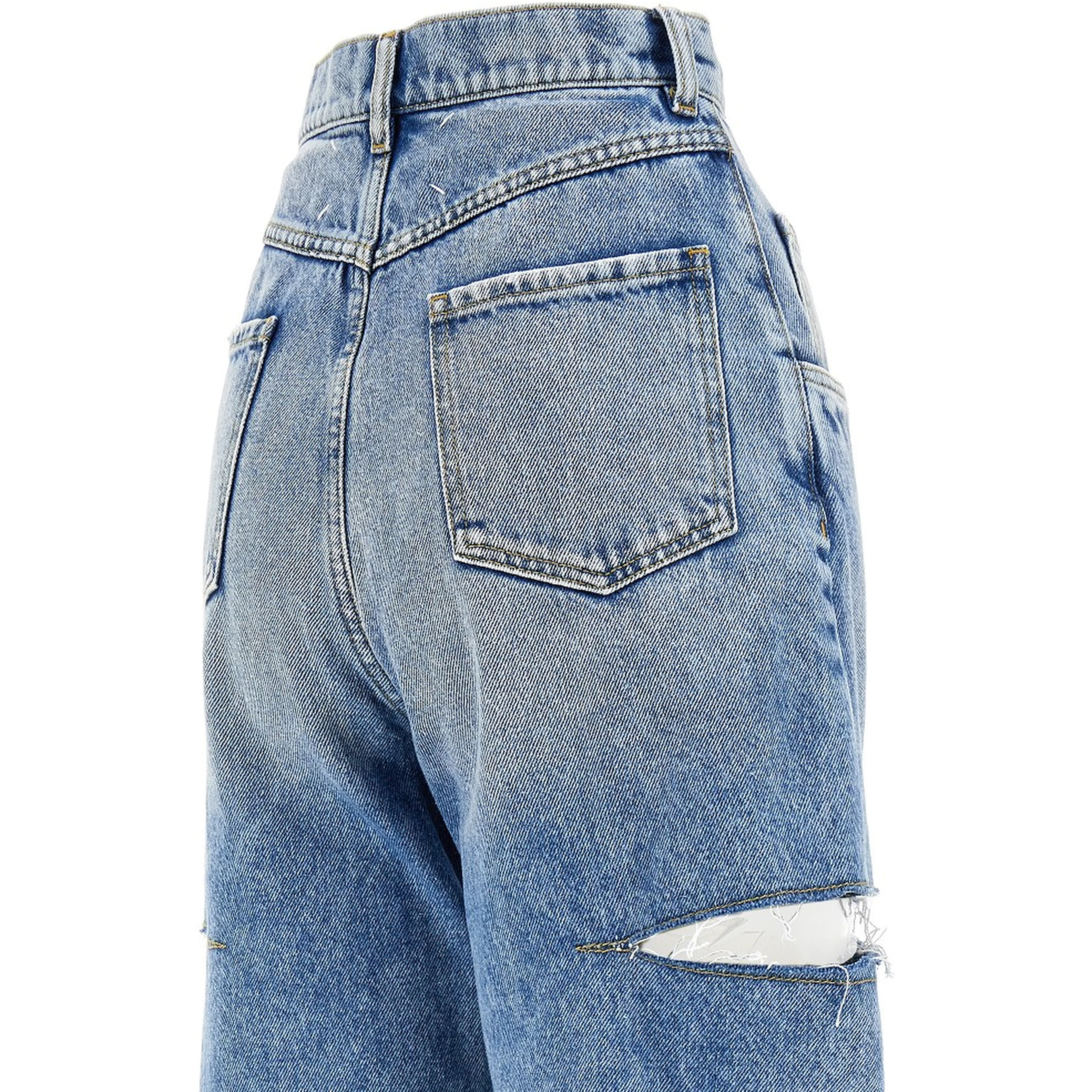 High-rise jeans with side rips