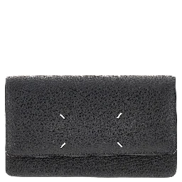 'Four Stitches' leather clutch with chain