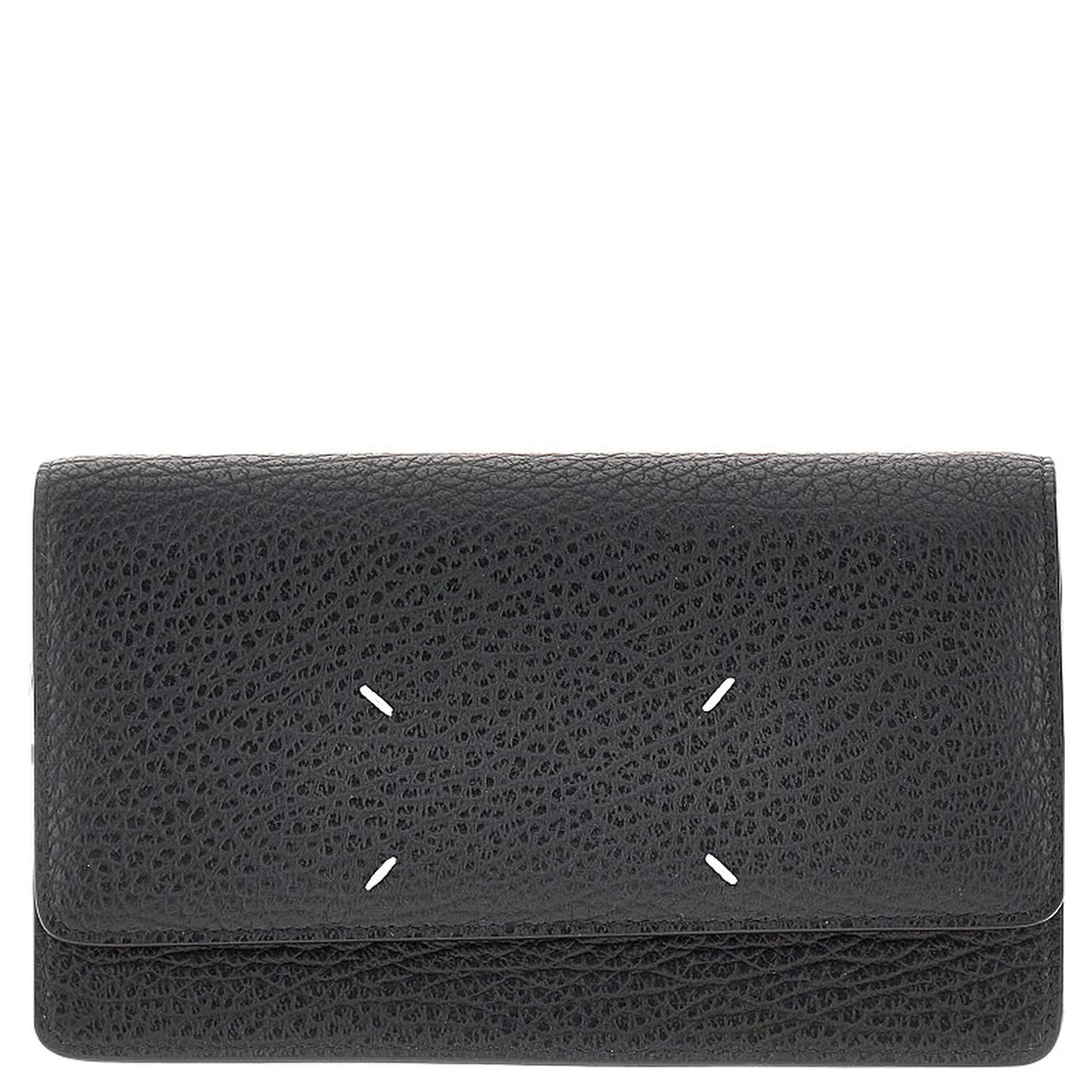 'Four Stitches' leather clutch with chain