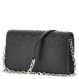 'Four Stitches' leather clutch with chain