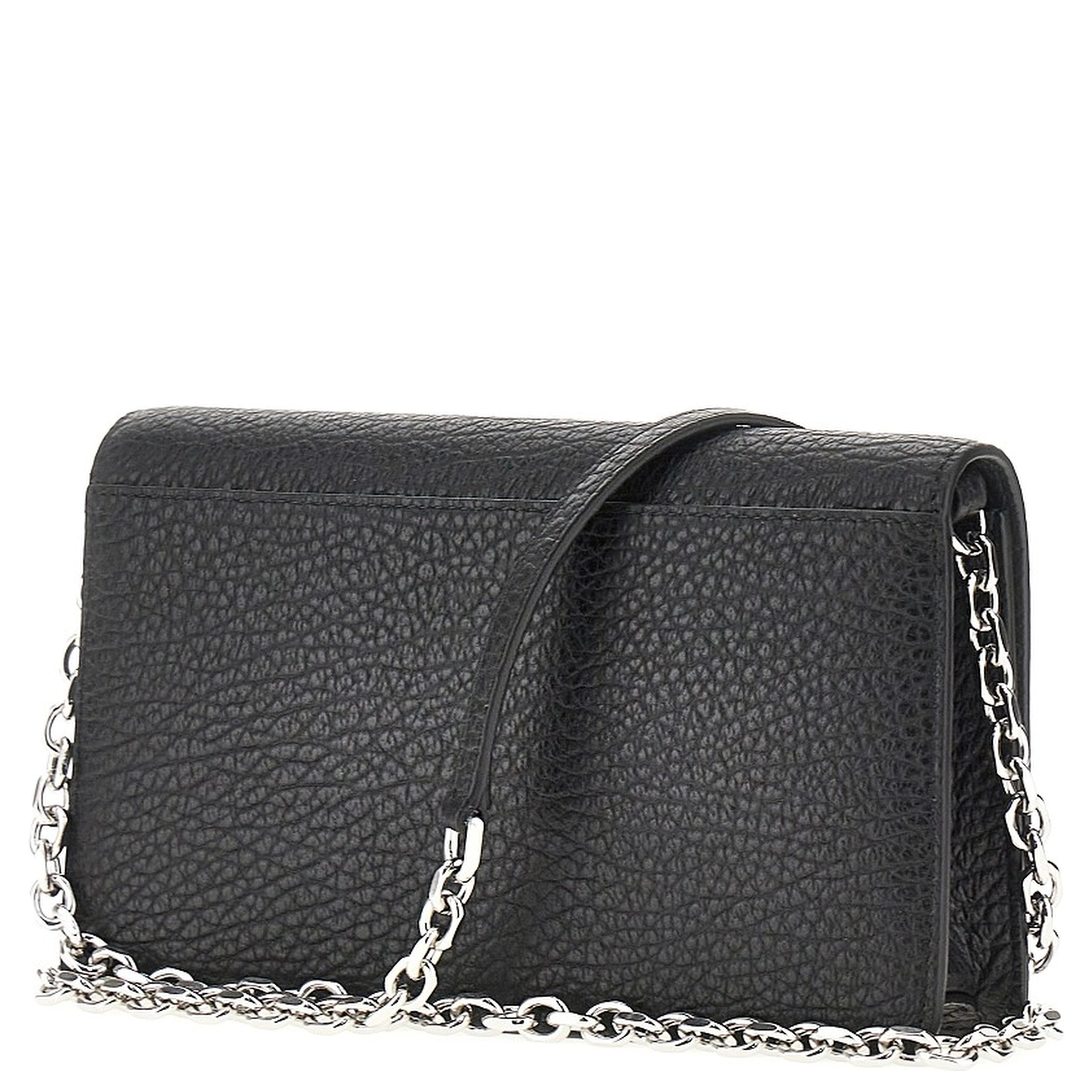 'Four Stitches' leather clutch with chain