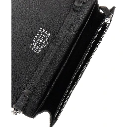 'Four Stitches' leather clutch with chain