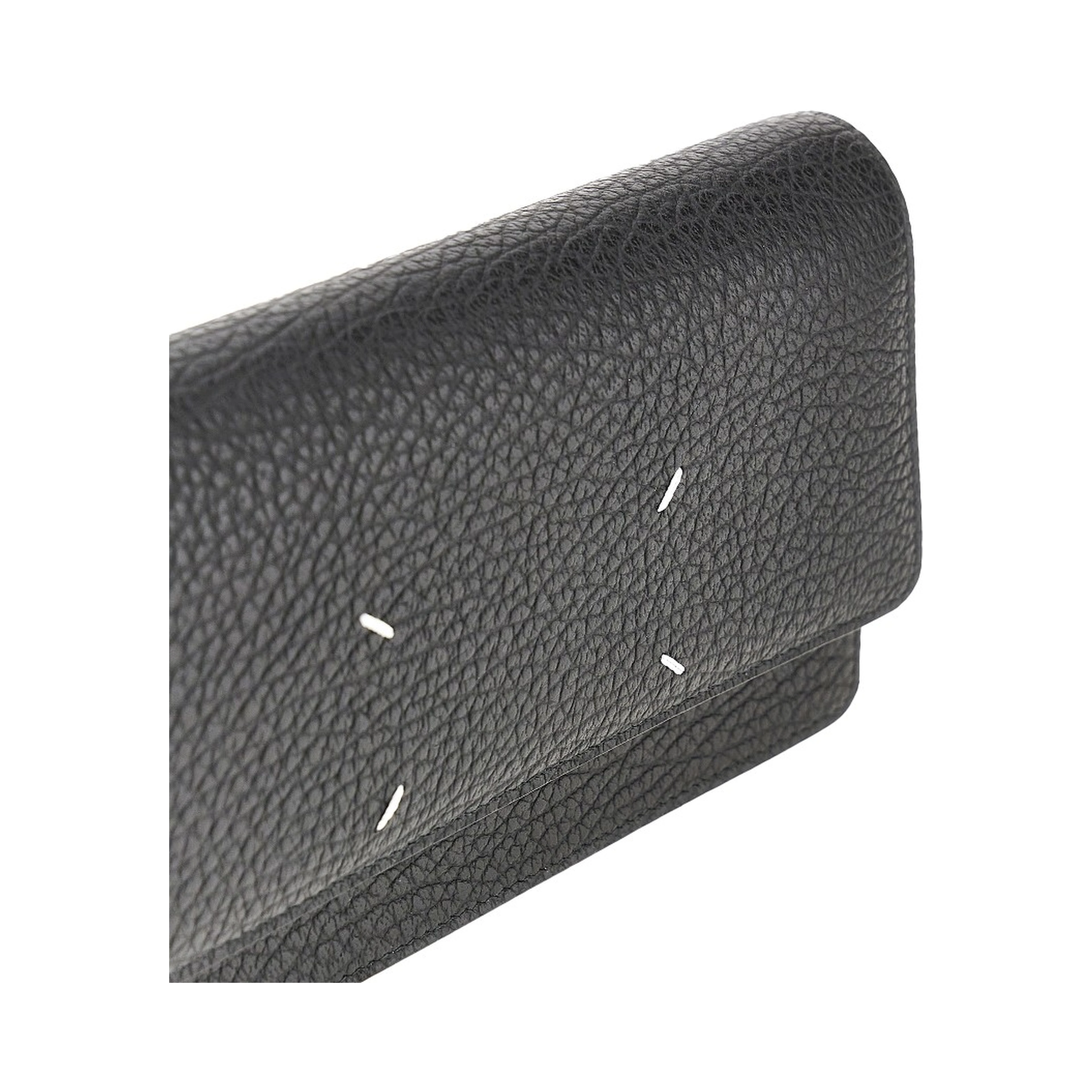 'Four Stitches' leather clutch with chain