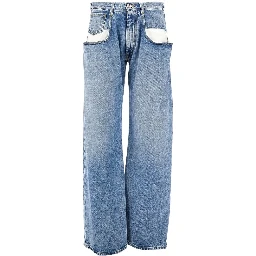Straight leg jeans with dropped pockets