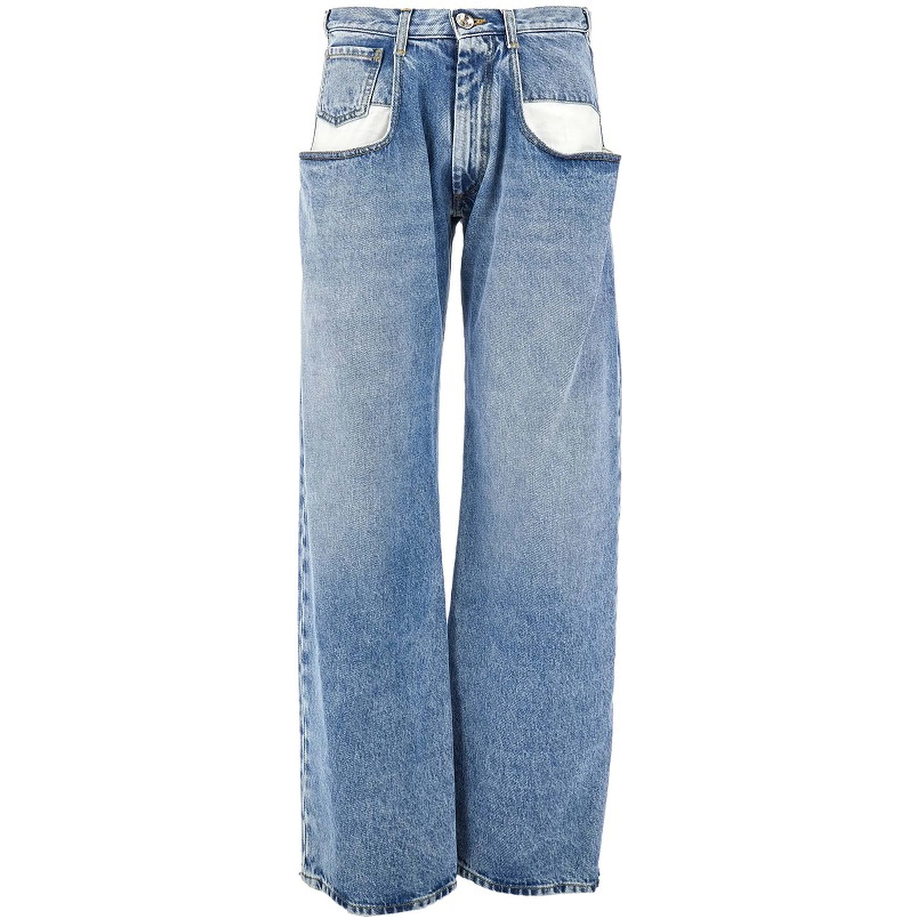 Straight leg jeans with dropped pockets