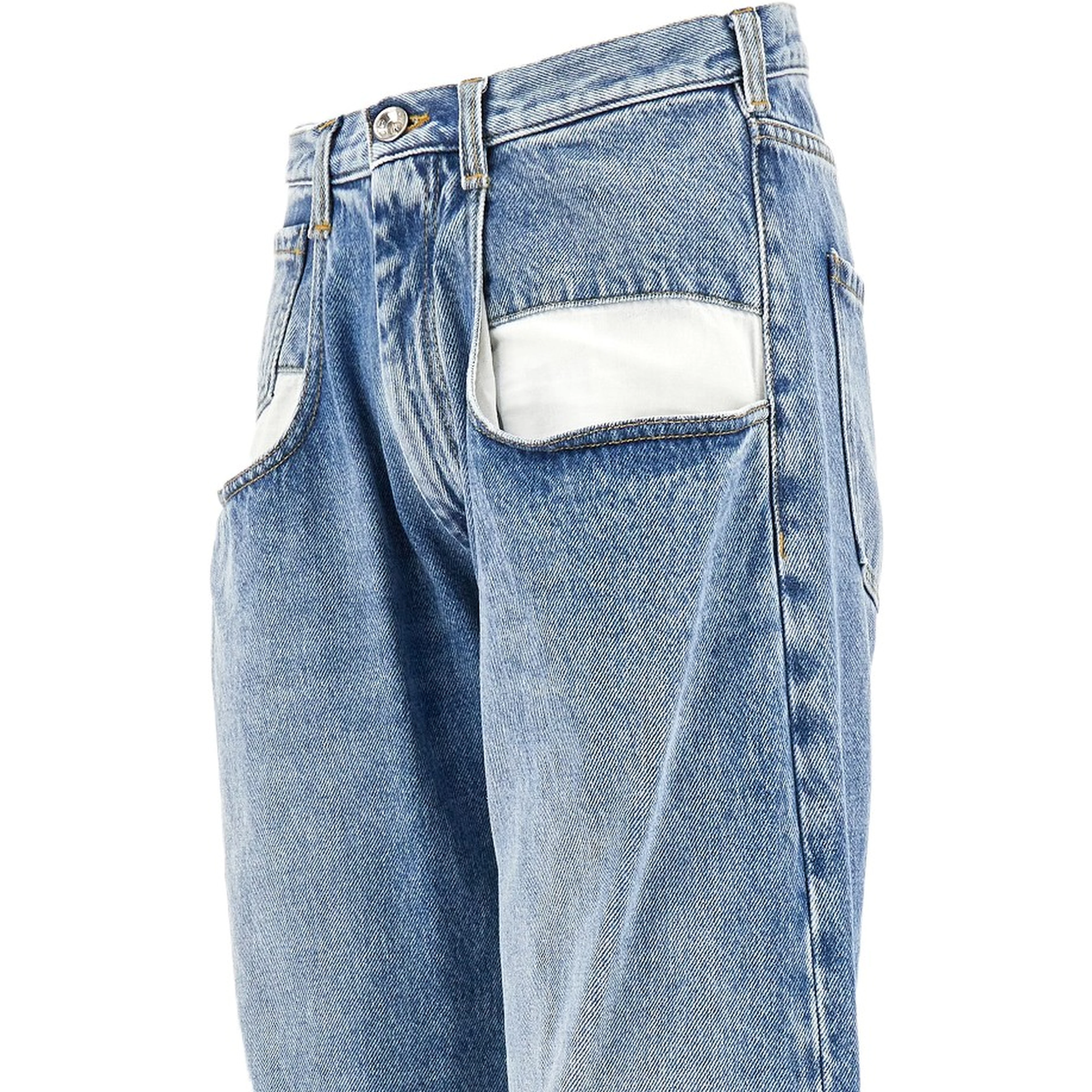 Straight leg jeans with dropped pockets