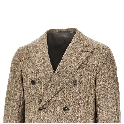 'Aida' pinstriped flannel double-breasted sui