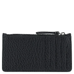 Grained leather zippered cardholder