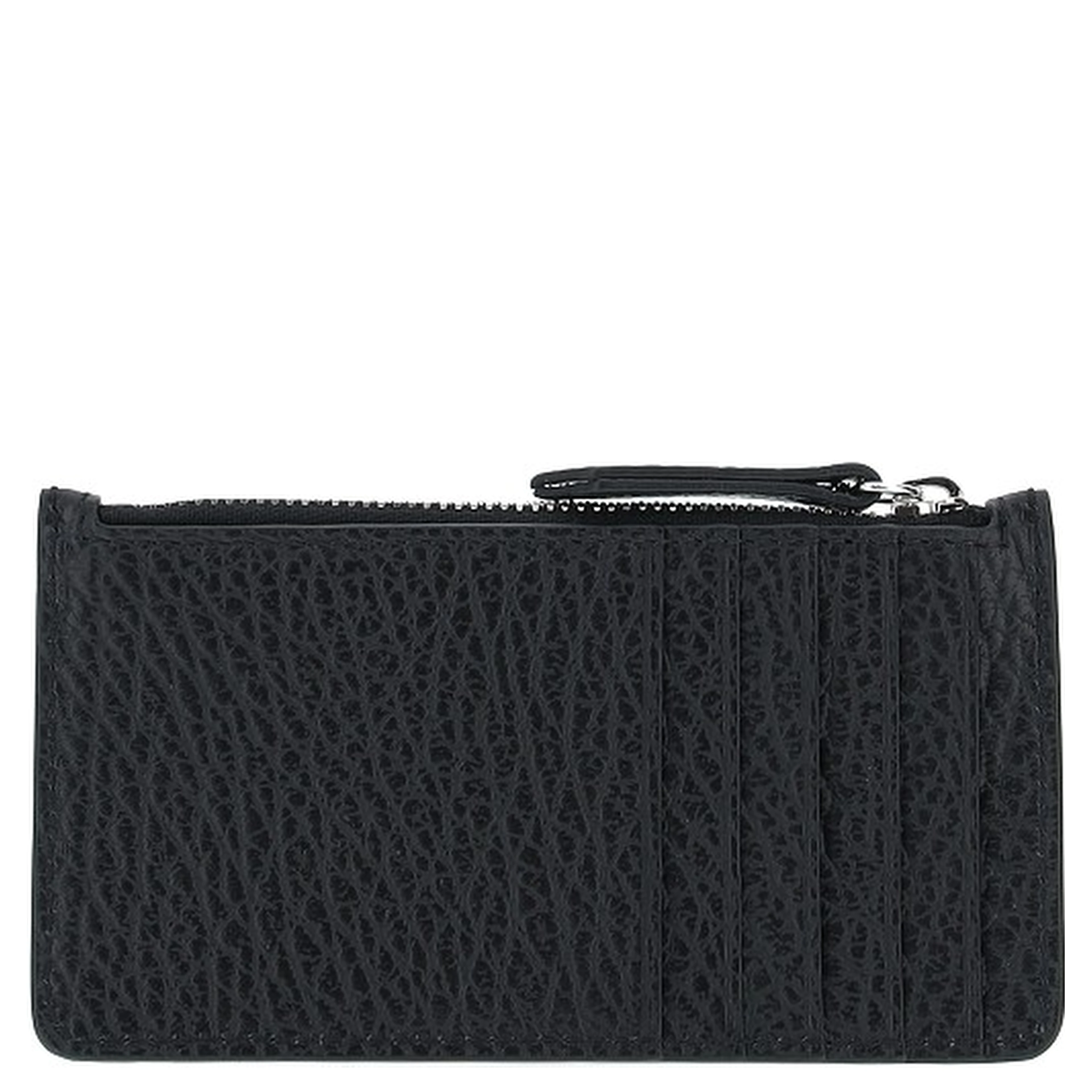 Grained leather zippered cardholder
