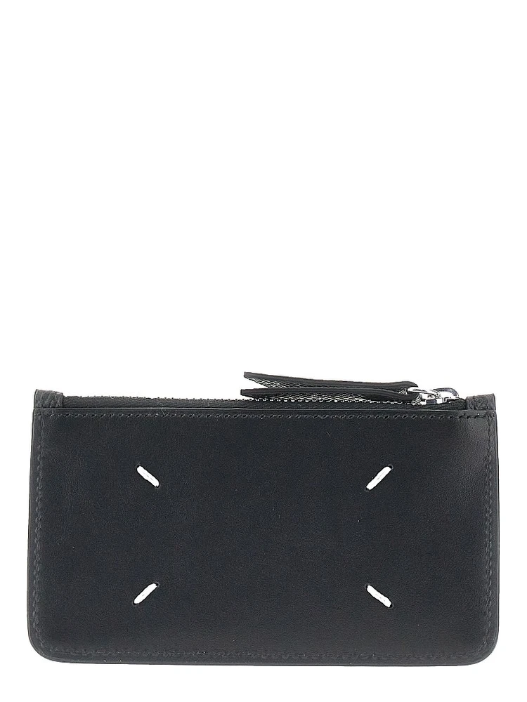 'Four Stitches' leather coin-holder pouch