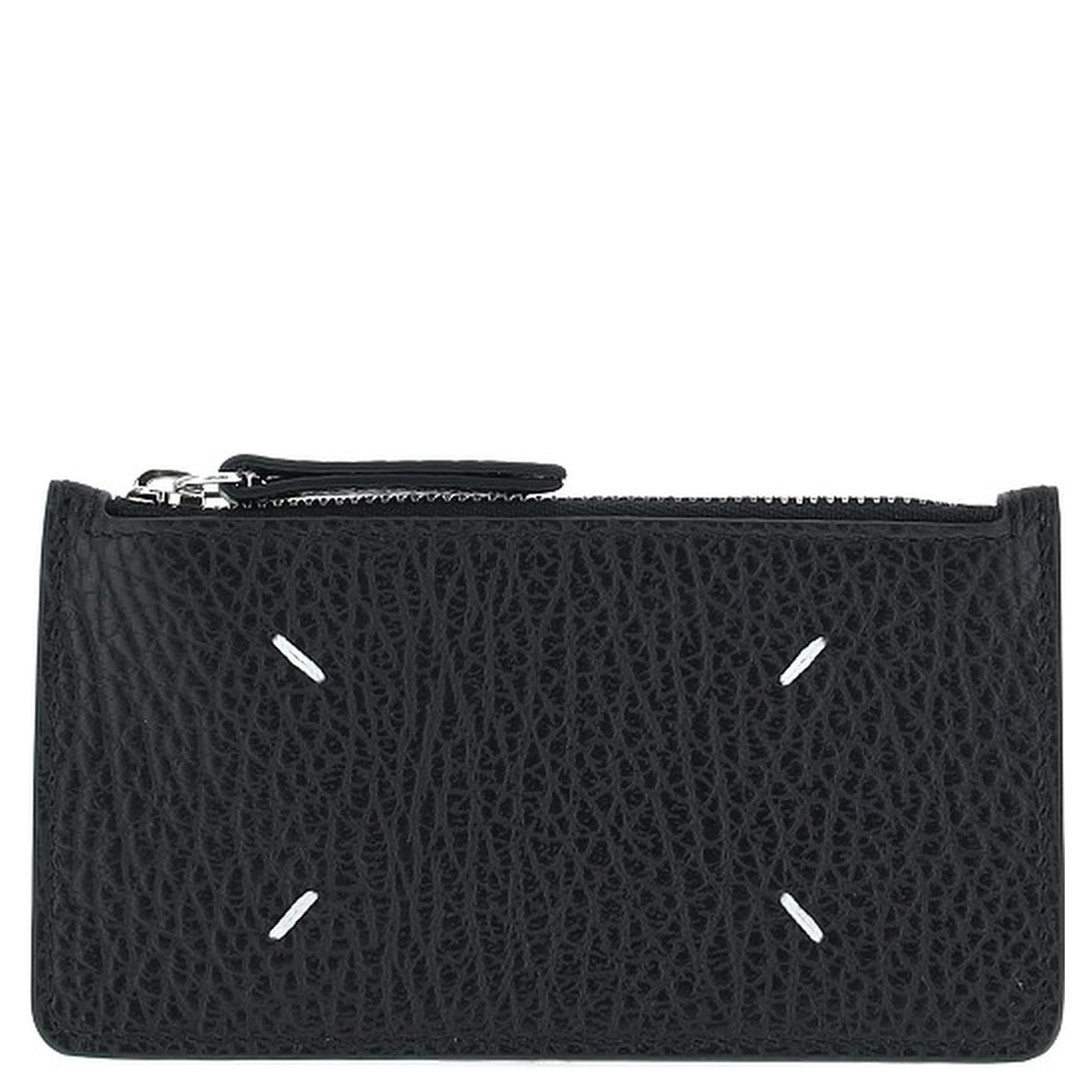 Grained leather zippered cardholder