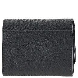 Grained leather tri-fold wallet