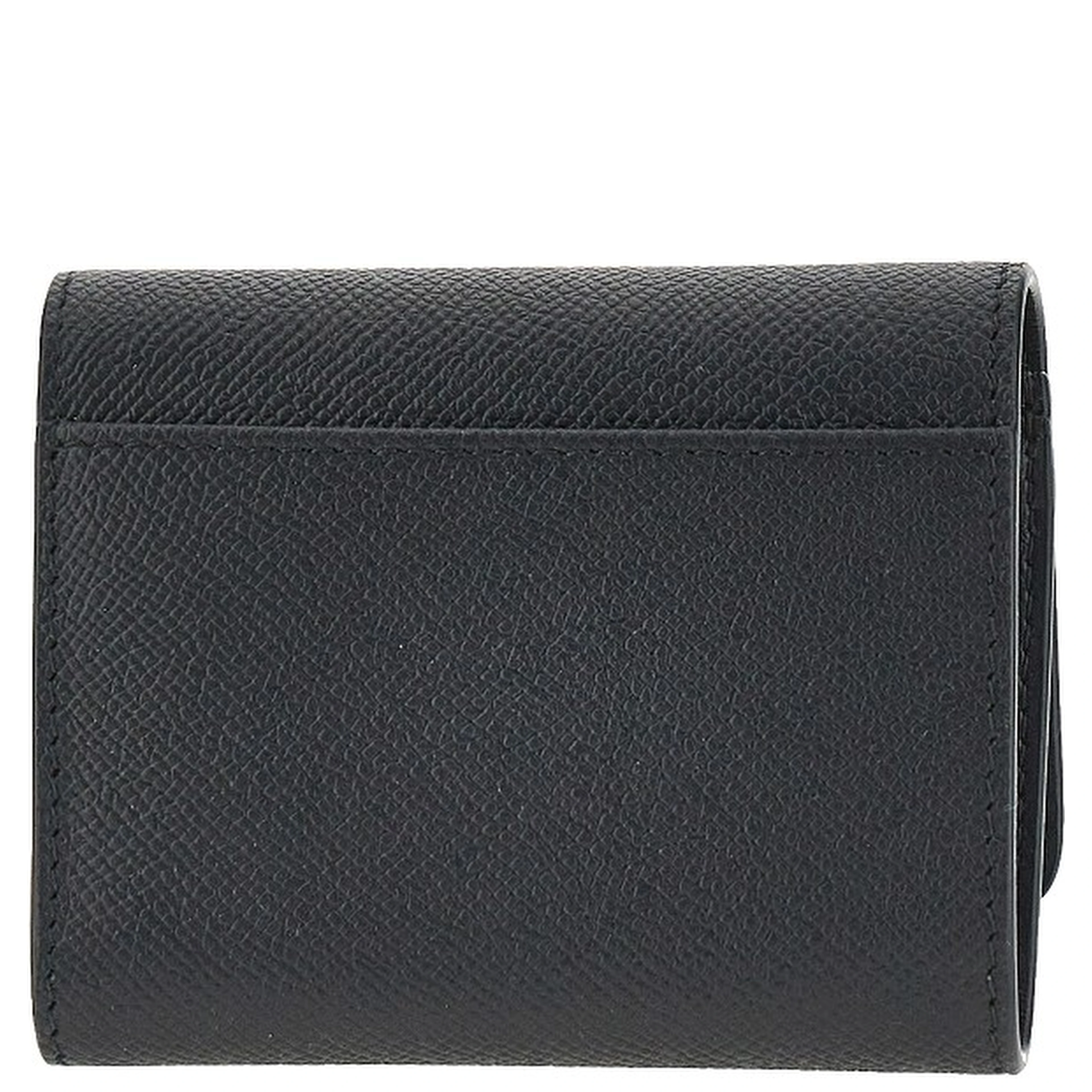 Grained leather tri-fold wallet