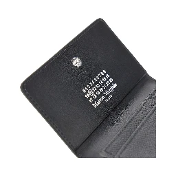 Grained leather cardholder with flap