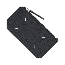 Grained leather zippered cardholder