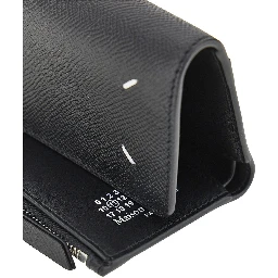 Grained leather tri-fold wallet