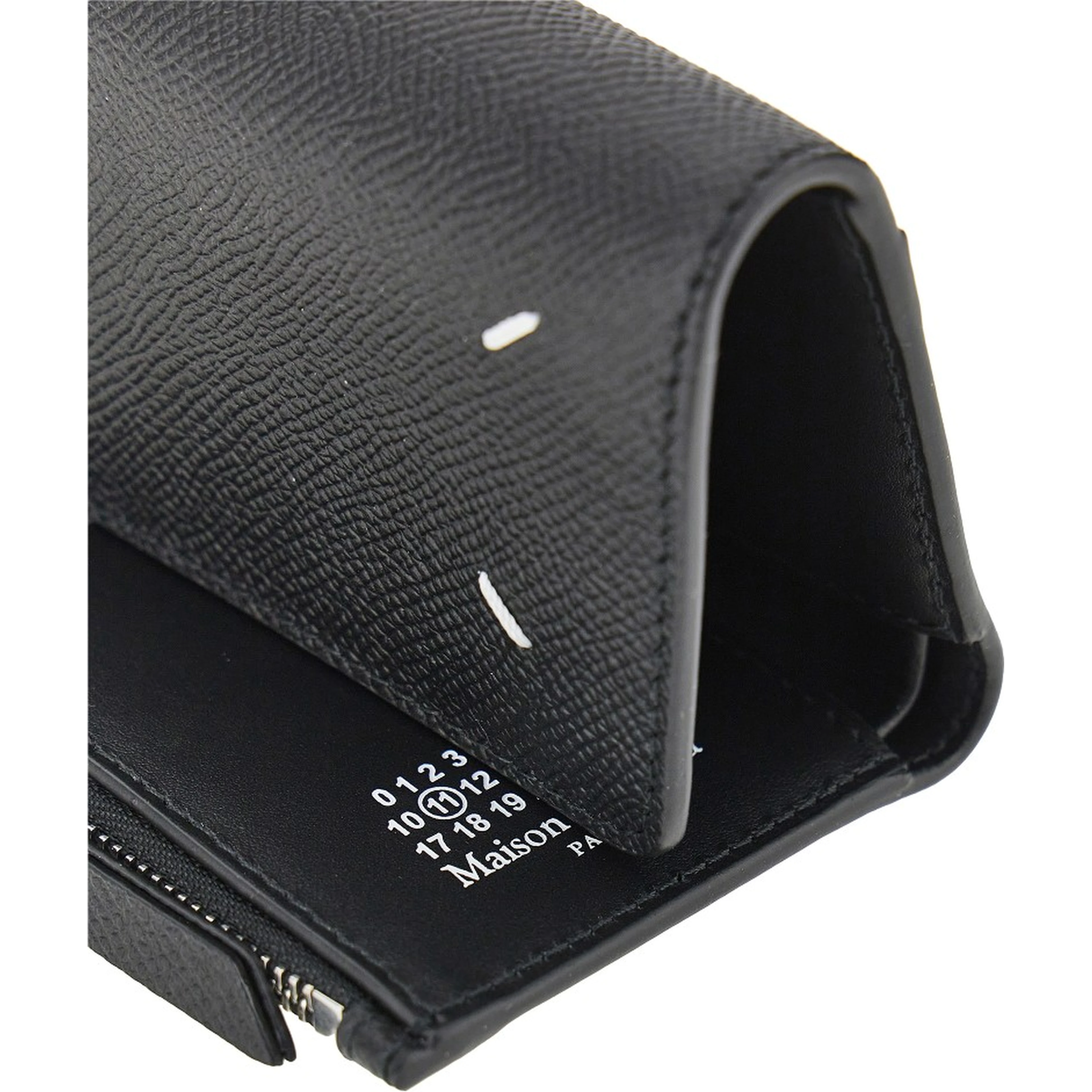 Grained leather tri-fold wallet