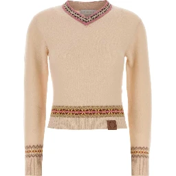 APRES SKI FAIR ISLE V NECK CROPPED JUMPER