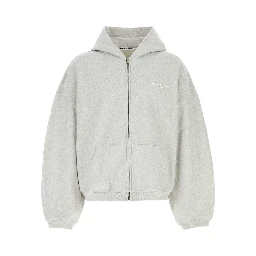 OVERSIZED ZIP-UP HOODIE W/ LOGO PRINT