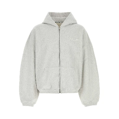 OVERSIZED ZIP-UP HOODIE W/ LOGO PRINT