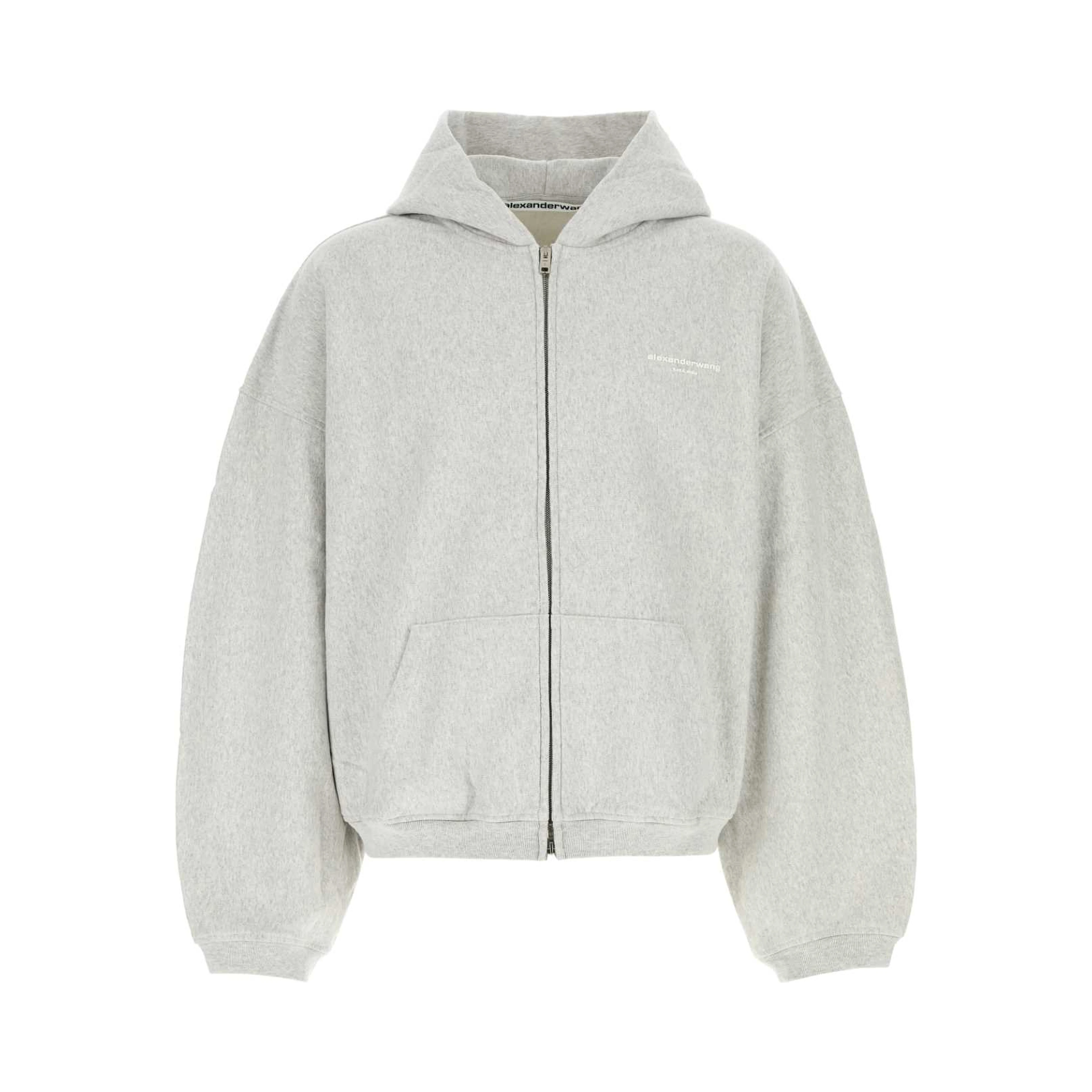 OVERSIZED ZIP-UP HOODIE W/ LOGO PRINT