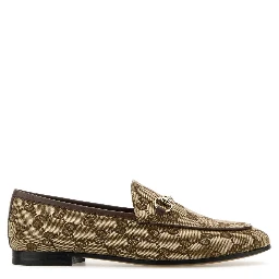 FABRIC UPPER AND LEATHER SOLE MOCCASIN