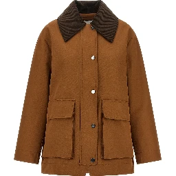 Brown Recycled Polyester Full-Length Jacket