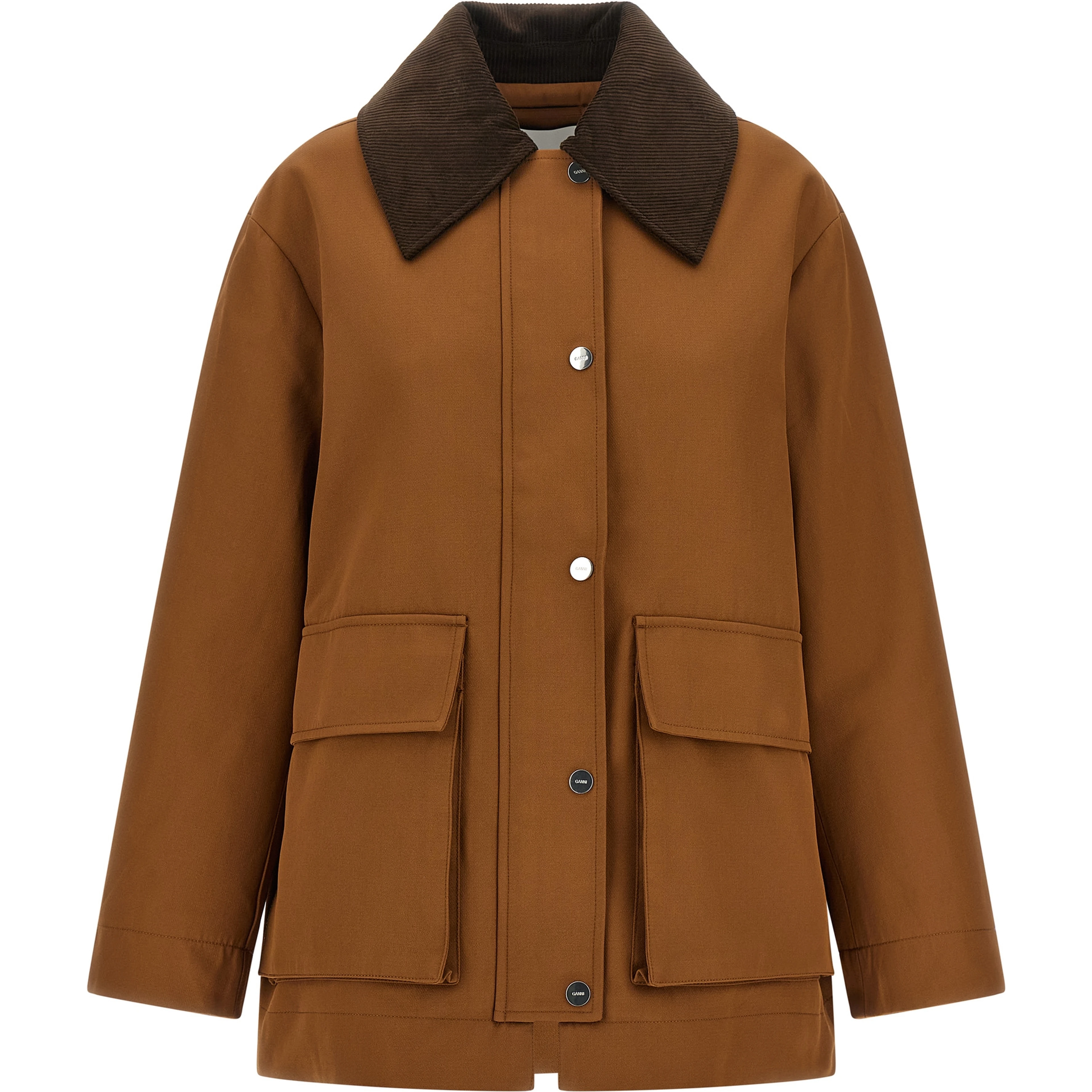 Brown Recycled Polyester Full-Length Jacket