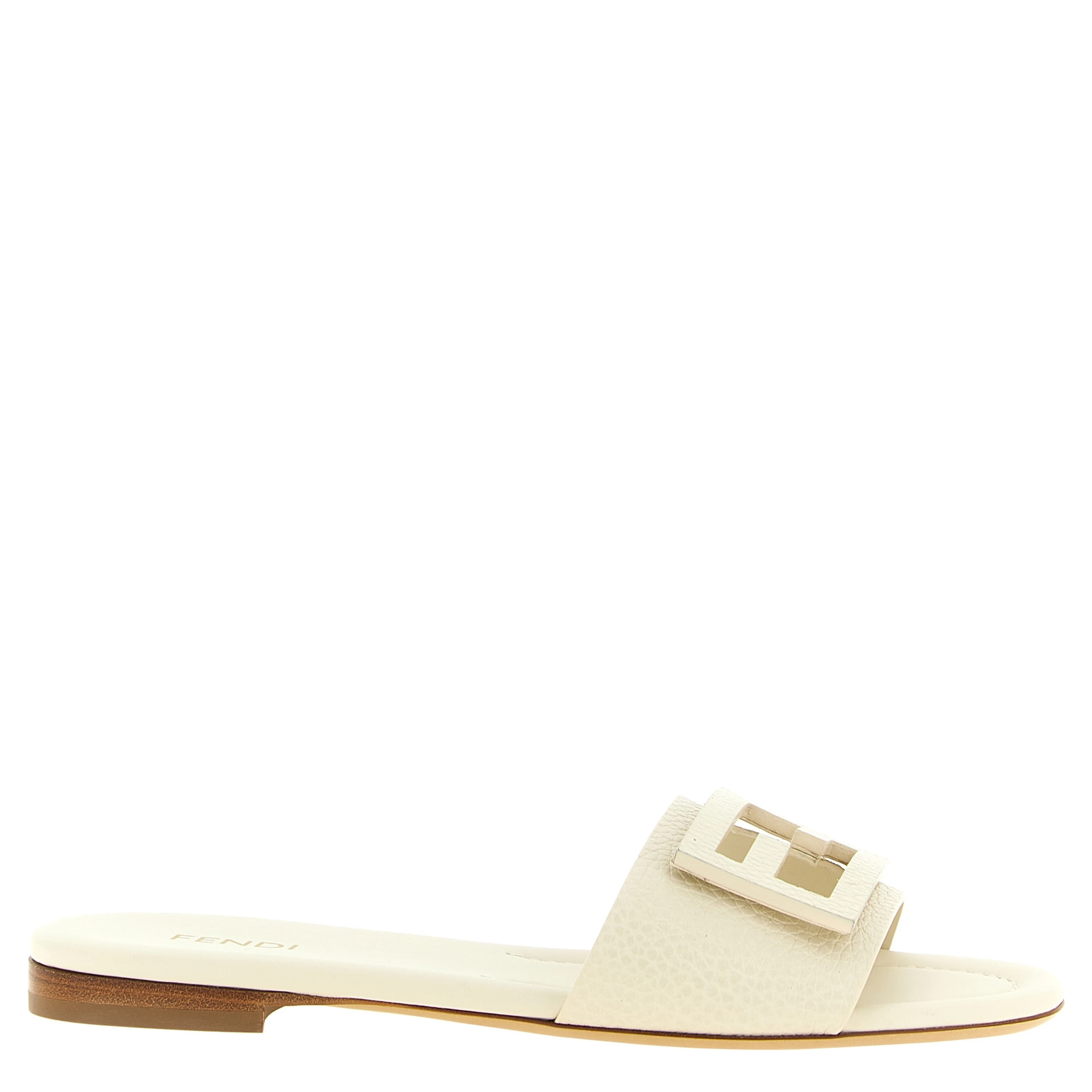 White Calfskin Slides