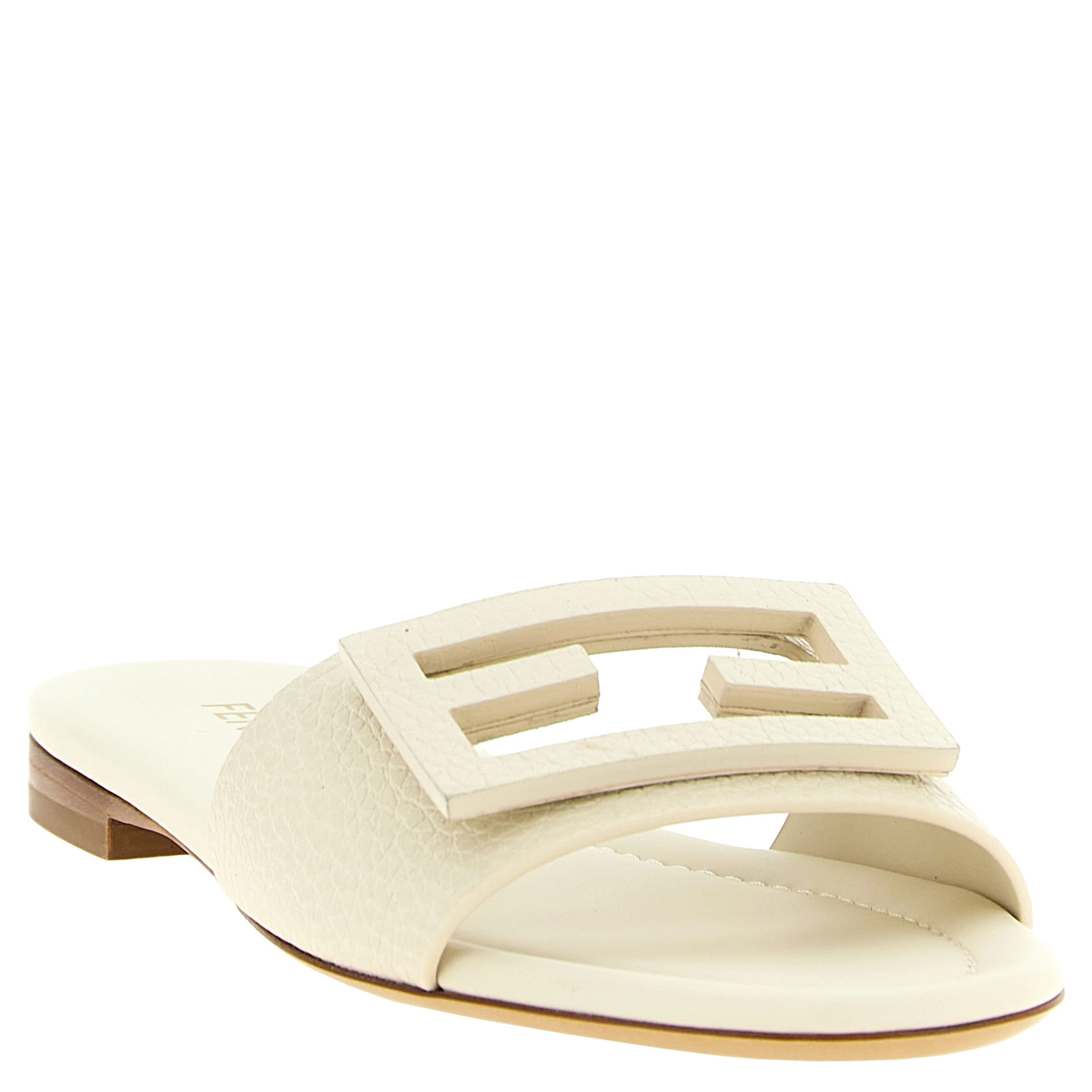 White Calfskin Slides