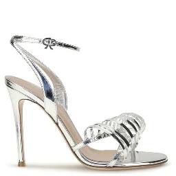 Silver Calf Leather Bos Taurus Stiletto Heel Sandals