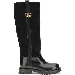 Black Calf Leather Bos Taurus Flat Boots