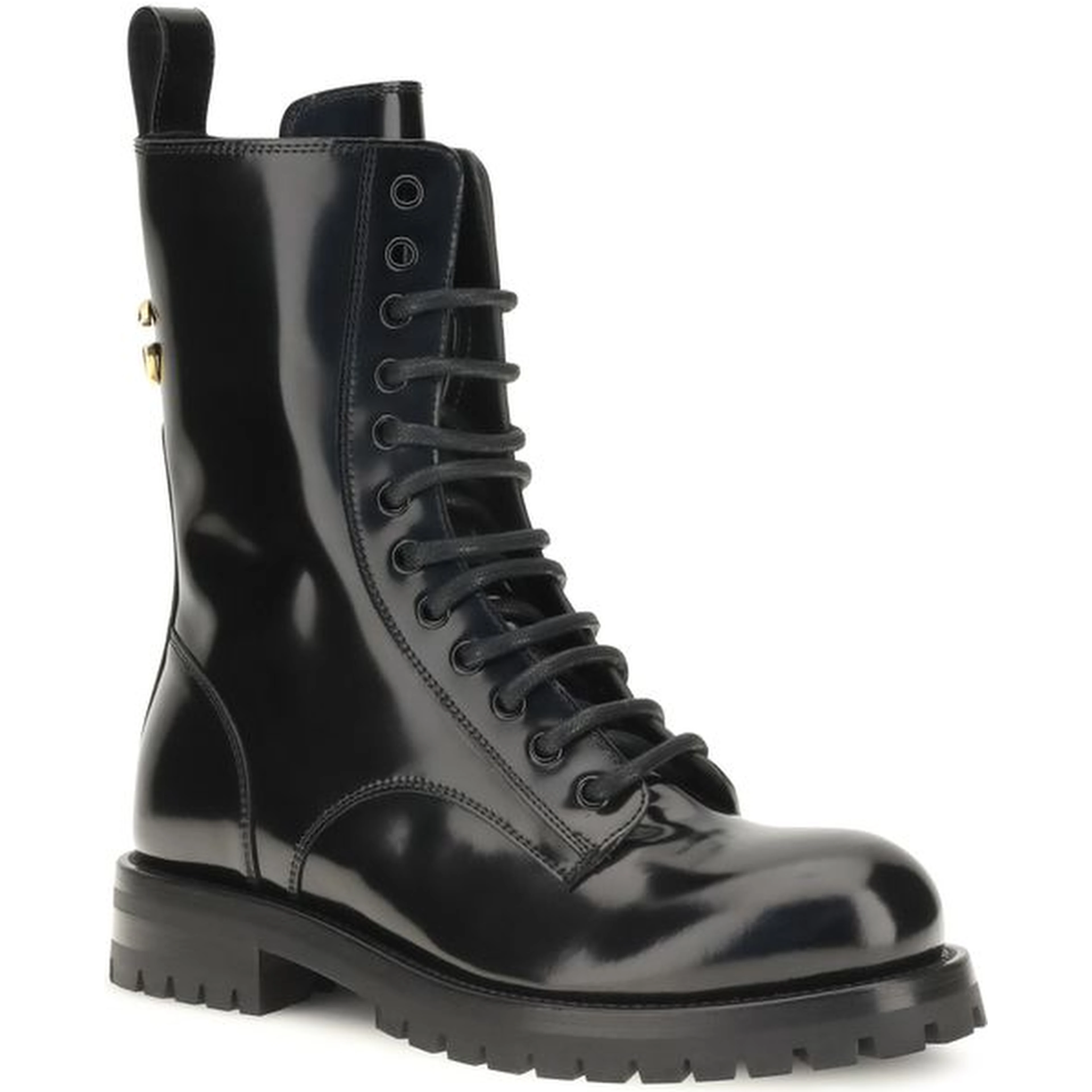 Black Calf Leather Bos Taurus Lace-Up Boots