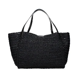 Black Raffia Shoulder Bag